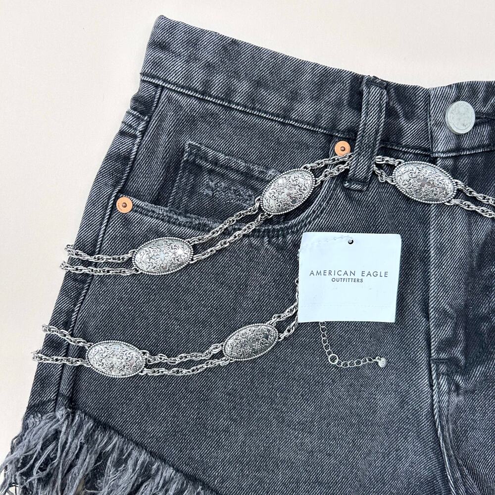 American Eagle Concho Western Festival Bohemian Silver Toned Chain Belt NWT